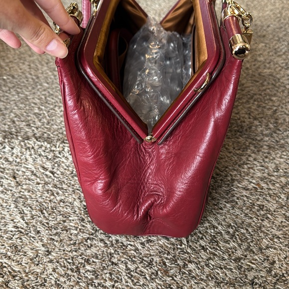 Coach Madison Satchel Bag Gathered Leather Brick Red - Picture 15 of 15